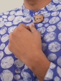 Ink Blue Marble Polka Long Kurta