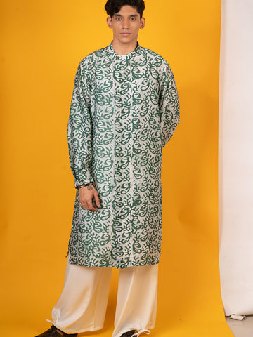 Deep Green Ambi Print Long Kurta