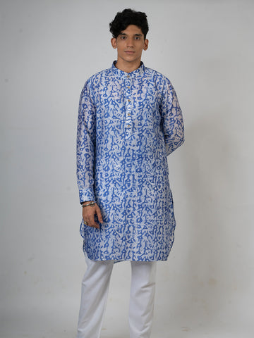 Ink Blue Print Long Kurta