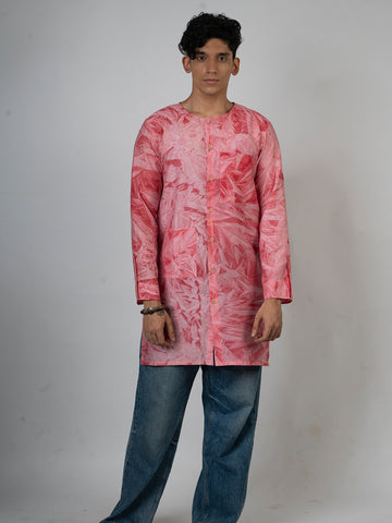 Tomato Pink Mid Length Kurta