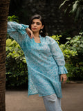 Aqua Blue Batik Kurta