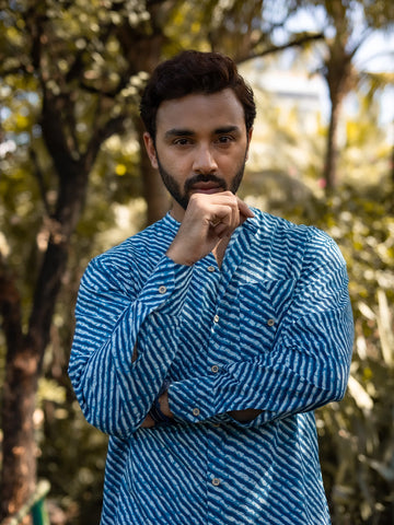 Aqua Indigo Striped Shirt