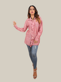 Onion Pink Stripes Frill Shirt