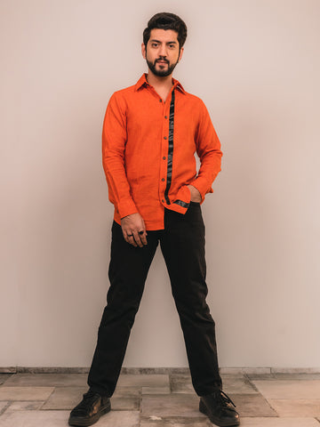 KHADI BRIGHT ORANGE SHIRT