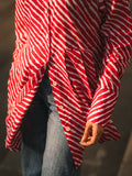 Red Striped Pleated Shirt