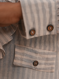 Steel Grey Stripes Frill Shirt