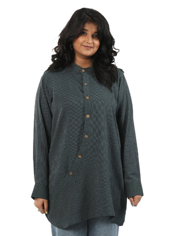 Katha Deep Green Cross Panel Shirt