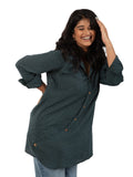 Katha Deep Green Cross Panel Shirt