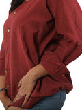 Katha Brick Red Cross Panel Shirt