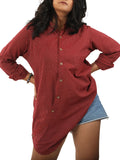 Katha Brick Red Cross Panel Shirt