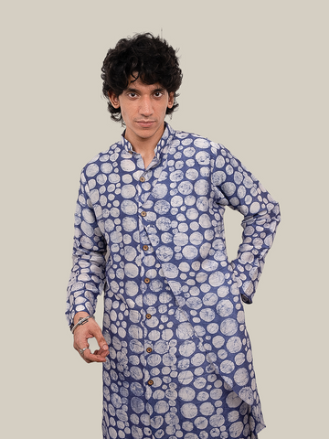 Dark Grey Marble Polka Long Kurta