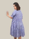 Ink Blue Stripes Flare Dress