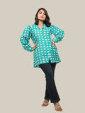 Aqua Green Polka Dot Flap Shirt