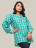 Aqua Green Polka Dot Flap Shirt