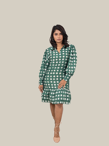 Deep Green Polka Dot Dress