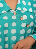 Aqua Green Polka Dot Flap Shirt