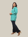 Aqua Green Polka Dot Flap Shirt