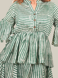 Deep Green Stripes Flare Dress