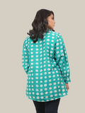 Aqua Green Polka Dot Flap Shirt