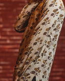 Beige ajrakh muslin silk kurta